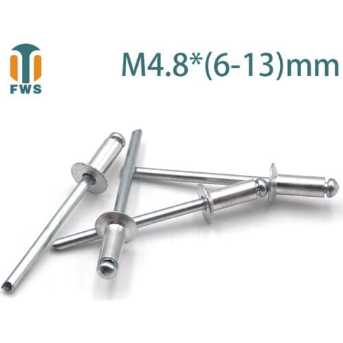 10PCS M4.8 Multi Size Aluminium Open End Countersunk Head Break Mandrel Blind Rivet Nail Pop Rivets for Furniture Car Aircraft