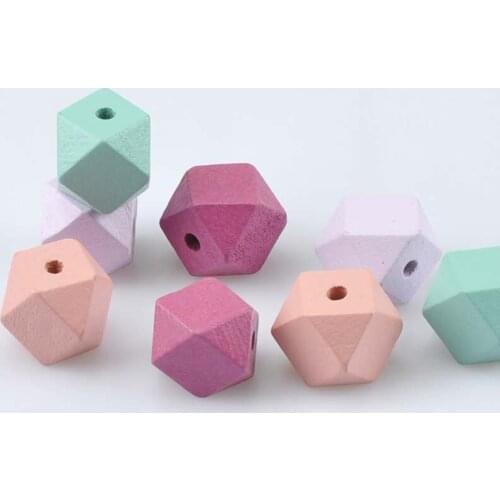 20mm 20pcs Natural Faceted Wooden unfinished geometric Spacer Beads For Jewelry making Handmake DIY Accessory Mix color MT1468