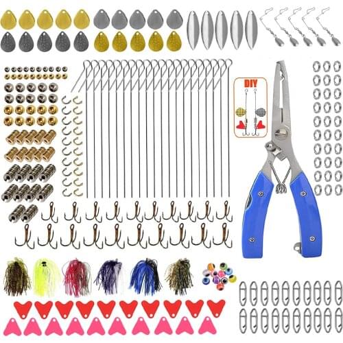 257Pcs Fishing Spoon Lure Kit With Spinner bait Metal Sequins Treble Hook Crimping Pliers Bass Jig Rig Fishing lure Accessories