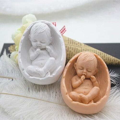 3D Sleeping Baby Hand-made Soap Molds for Soap Making DIY Car Aromatic Gypsum Craft Desktop Decoration Egg Round Silicone Mold