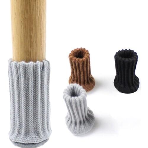 4-piece set of double-layer knitting thickening chair leg cover knitting table foot socks protection pad decorative non-slip