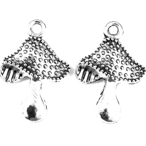 40pcs Mushroom charms pendant 20x14mm antique silver ornament accessories jewelry making DIY base material