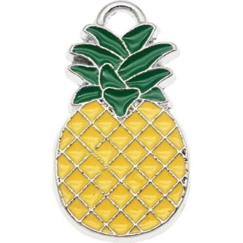 5pcs Pineapple Pendants Alloy Enamel Charms Jewelry Making Keychain Necklace DIY Handmade Craft Jewelry Making Earrings DIY 25mm