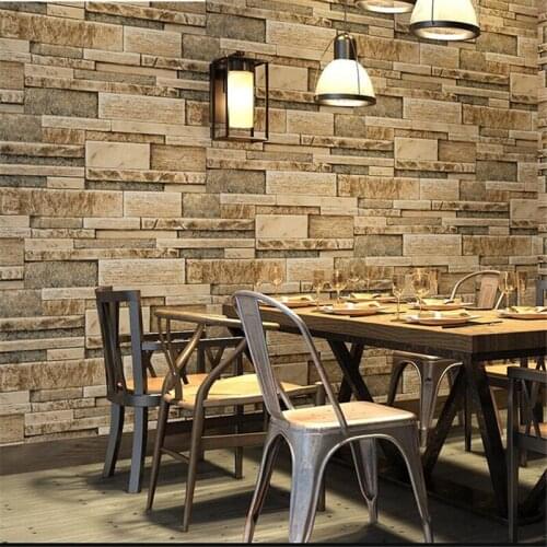 Beibehang Retro 3D marble brick pattern antique brick industrial wind wallpaper restaurant clothing store barber shop wallpaper