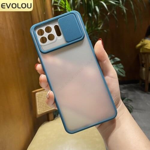 For OPPO Reno 5 Pro Case Matte Slide Camera Lens Protection Phone Case for OPPO Reno 4F 4 Lite shockproof translucent back Cover