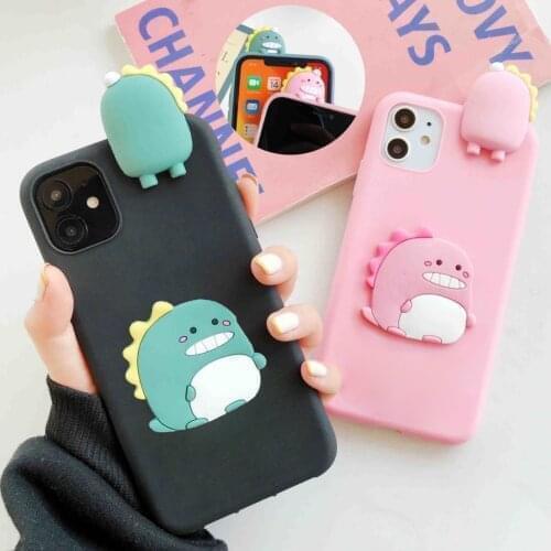 Cute Cartoon Dinosaur Bracket Case for LG K40 K30 20 Plus K11 K10 K9 K8 K7 K4 2017 Stand Honder TPU Cover