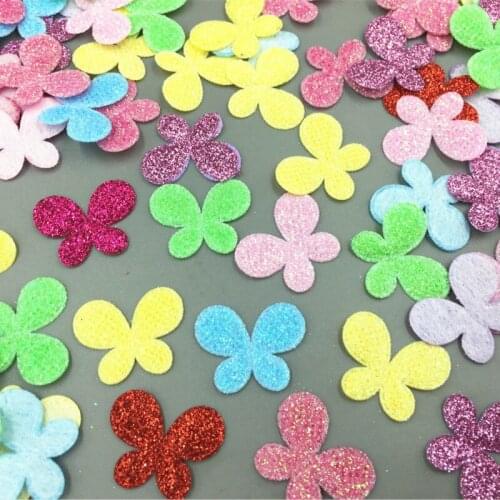 DIY 400pcs Mixed Plaid Sequins butterfly Felt Appliques crafts Sewing 25mm