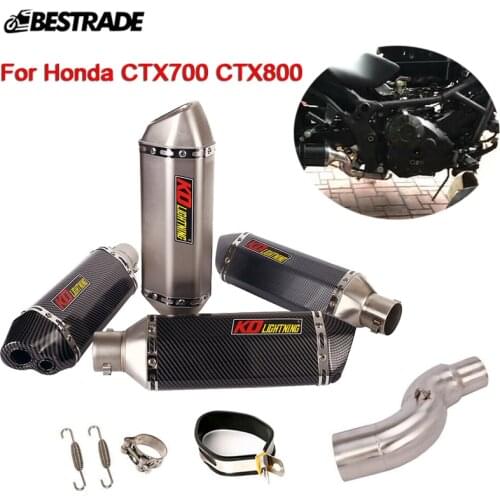 For Honda CTX700 CTX800 Motorcycle Exhaust Mid Link Pipe Connect 51mm Muffler Tube Silencer Tips With DB Killer Stainless Steel