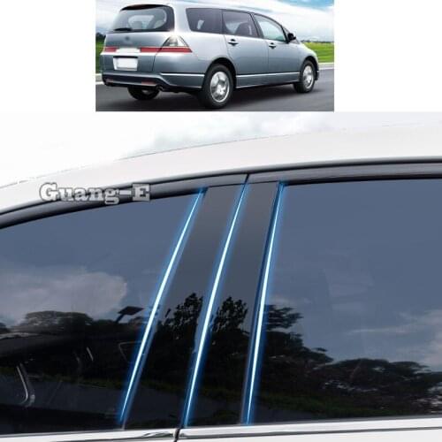 For Honda Odyssey 2005 2006 2007 2008 Car PC Material Pillar Post Cover Door Trim Window Piano Black Molding Sticker Plate Parts