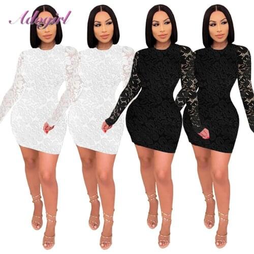 Elegant Floral Organza Sheer Mesh Lace Evening Party Clubwear Mini Dress Women Casual Long Sleeve O Neck Dresses Sexy Vestidos