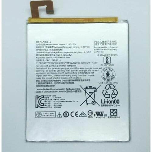 GeLar 3.85V 4850mAh L16D1P34 Replacement Battery For LENOVO TAB4 8 TB-8504N TAB4 8 plus Li-Polymer Batterie