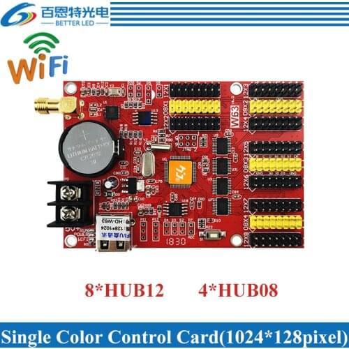 HD-W63 USB+Wifi 8*HUB12 4*HUB08 Single color(1024*128 pixels) & Dual color(512*128 pixels) LED display control card
