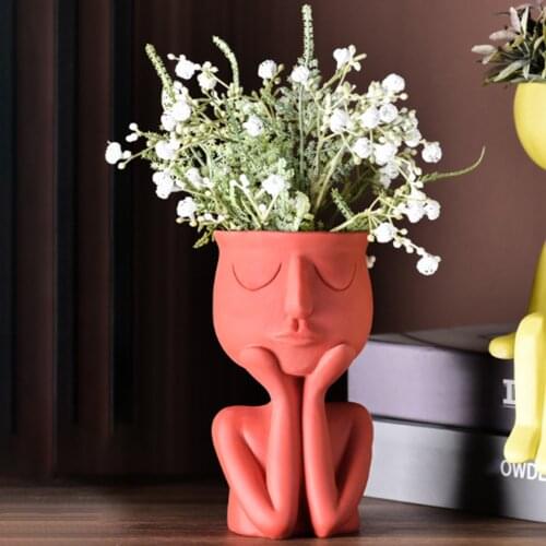 Human Think Face Ceramic Home Plants Flower Pot Vase Planter Tabletop Decoration