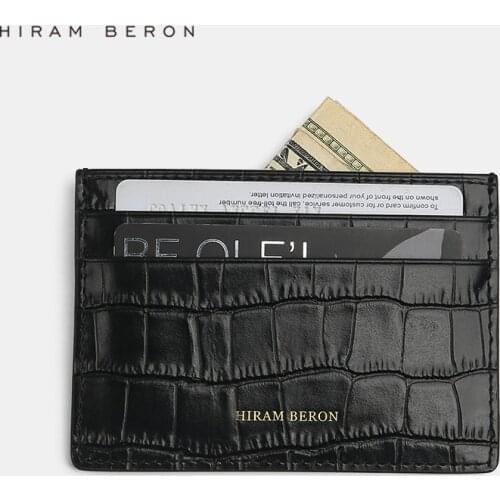 Hiram Beron Personalised Your credit card holder Genuine Leather Crocodile Pattern Compact Wallet Card Case wedding door gift