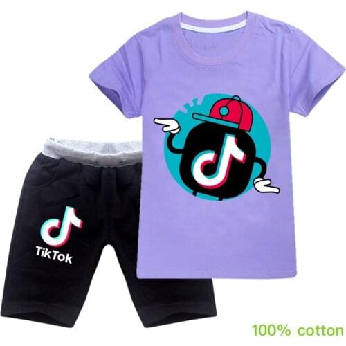 TIK TOK T shirts Two Piece Set Tracksuit Short Sleeve Shirt+ Shorts Street Style Pants Girls Sets