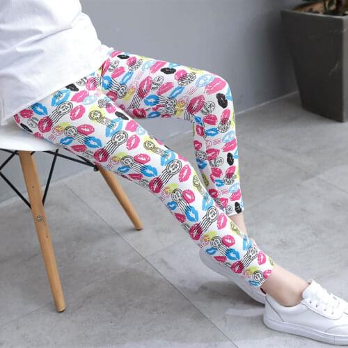 2-10Y Girls Leggings Kids Skinny Bottoms Spring Autumn Flower Print Pants Cute Pencil Pants Children Casual Trousers Girl Capris