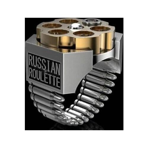 Personality Creativity Russian Roulette, Bullet Shaped Ring Punk Men Gold Silver Color Ring Fashion Men Motorcycle Party Jewelry