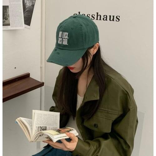 Fashion Hats for Women English Embroidery Baseball Cap Mens Korean Summer Wild Sunshade Adjustable Cap