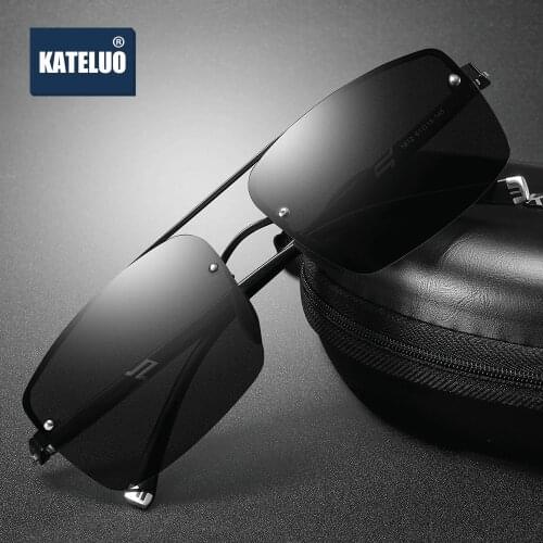 KATELUO 2020 Mens Photochromic Day Night Vision Goggles Square Anti-glare Glasses for driving Polarized Men Sunglasses 1912