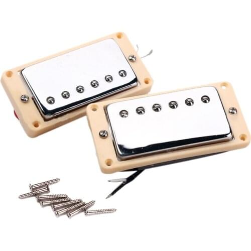 Set Of Double Coil Humbucker Pickup Electric Guitar Neck&Bridge Pickup Chrome With Yellow Frame Fit Lp Guitar