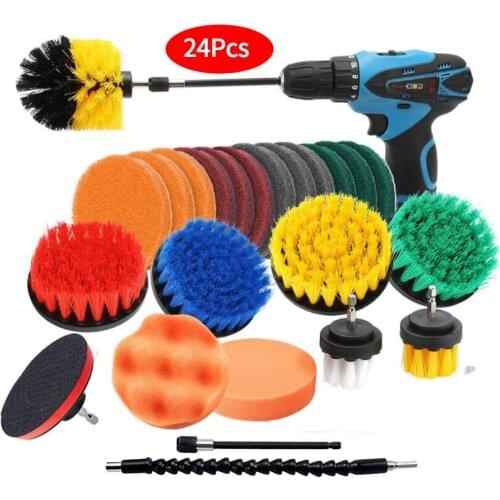 32piece Drill Brush Attachments Set, Scrub Pads Sponge, Power Scrubber Brush Car Beauty Electric Drill Cleaning Brush Set
