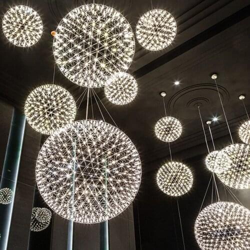 New Dandelion Gypsophila Chandelier Lighting Spark Ball Fireworks Hanglamp For Shopping Mall Hotel Lobby Staircase Indoor Light