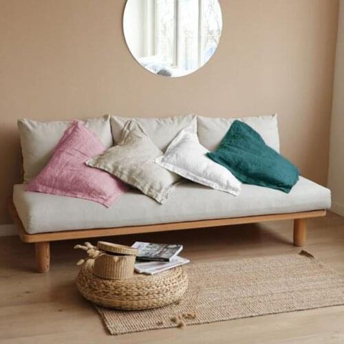 45x45cm Nature Linen Solid Color Big Throw Pillow Cushion Sofa Backrest Office Simple Automobile Fabric Waist Cushion With Core