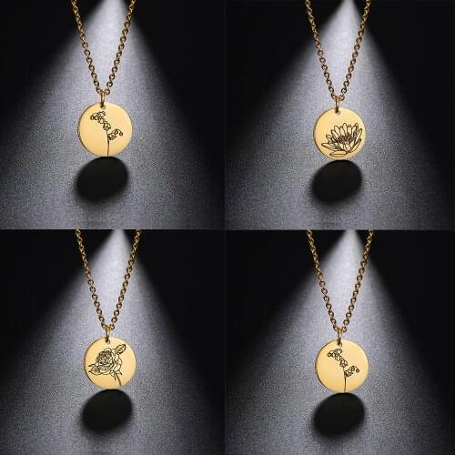 Likgreat Lily of Valley Flower Pendant Necklaces for Women Lovers Stainless Steel Charm Choker Accessories Jewelry Gift