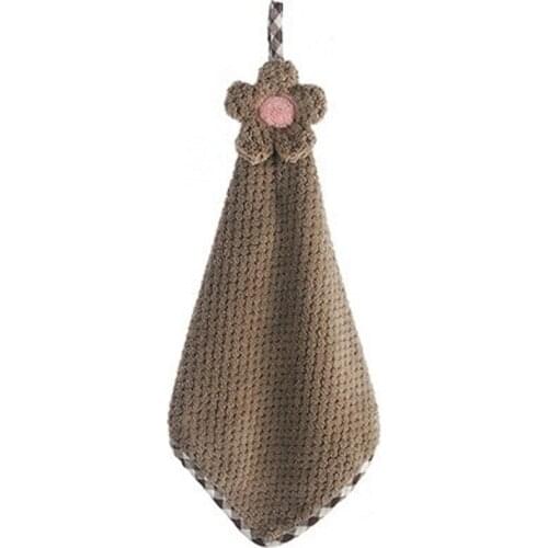 30*28CM Coral Velvet Flower Hand Towels Bathroom Hanging Towel Lint-Free Cleaning Cloth Cleaner Kitchen Absorbent Dishcloth 1PC