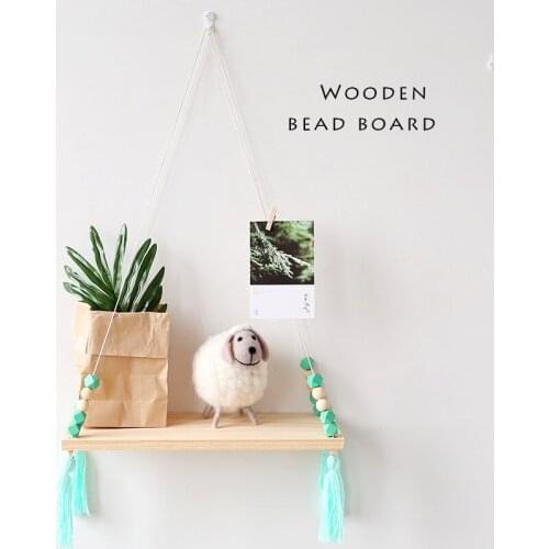 Nordic INS Wood Beads Tassel Cute Bedroom Wall Wooden Hanging Clothing Storage Kids Room Clothes Hanger Decoration Baby Gift