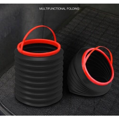Foldable 4L Car Trash Bin In-car Storage Bucket Garbage Bag Vehicle Cleaning Bucket Creative Storage Organizer Cleaning Bucket