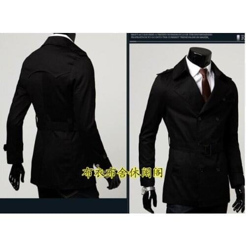 Spike ! Fashion new designer slim sexy trench coat men overcoat long sleeve mens clothing business outerwear black khaki 9XL