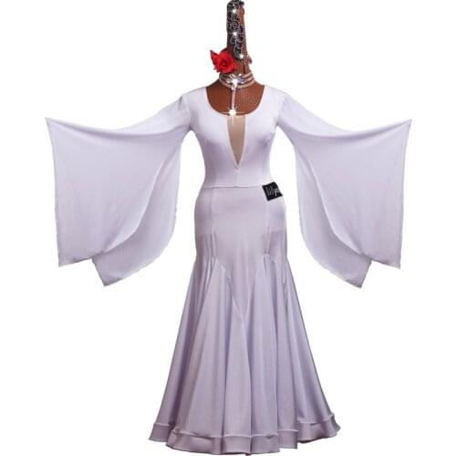Custom made Standard Ballroom Dress Women white Bullfighting Performance Clothing Women Flamenco Spanish Waltz Dance Wear