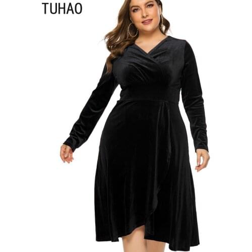 TUHAO 2020 Spring Women Elegant Velvet Dresses Middle Age Female Night Club Party Dress Plus Size 5XL 4XL 3XL Clothing Woman WM5
