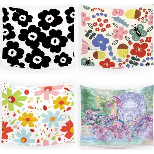 Flower leaves home decoration wall pink tapestry boho decoration home decor dorm room decor wall tapestry forest wall tapestry