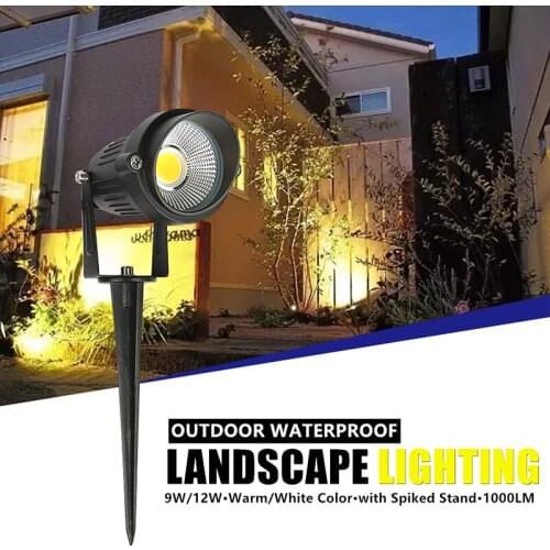 Outdoor Landscape LED Lighting 9/12W Waterproof Garden Lawn Lamp Light COB Led Spotlights with Spiked Stand for Lawn Decorative