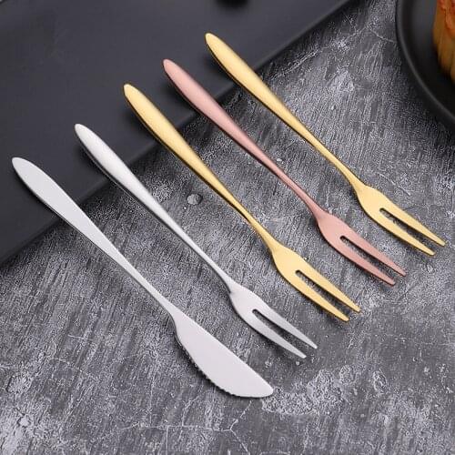Stainless steel fruit salad fork_titanium chocolate knife and fork_dessert fork_cake fork_small fork