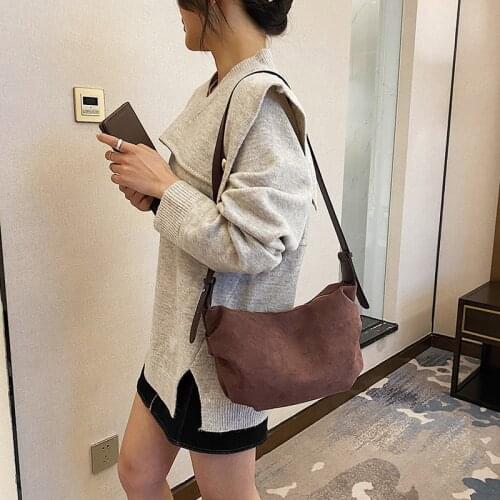 Women Solid Color Suede Leather Messenger Bags Ladies Large Capacity Fashion Women Crossbody Bags for Women Shoulder Bag Handbag