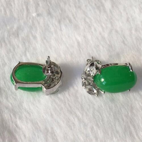 Ladys fine green Natural Stone stud earring Natural stone bread Earing big 925 earringsWomen Party