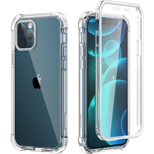 Hard case for iphone 12 pro promax mini 2 in 1 PC TPU shockproof Clear Cover with screen protective case 360 Full protection