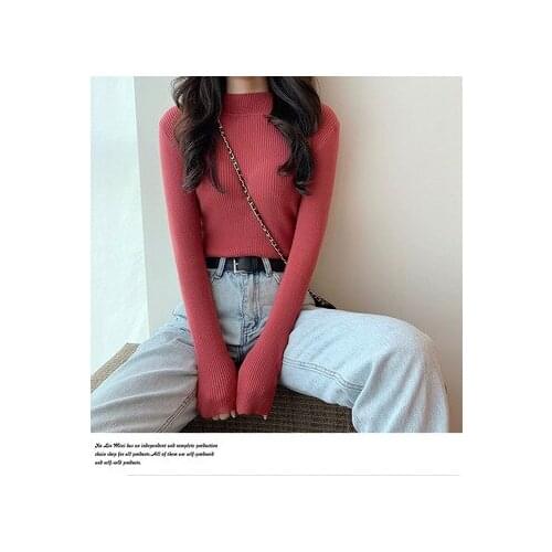 Winter New Womens Solid Sweaters Autumn Long Sleeve Thin Turtleneck Stretch Knitted Pullover Lady Sweater Tops