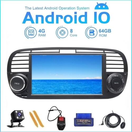 ZLTOOPAI 7" Android 10 For Fiat 500 2009-2015 Auto Radio Stereo Head Unit GPS Navigation Car Multimedia Player Replace Radio