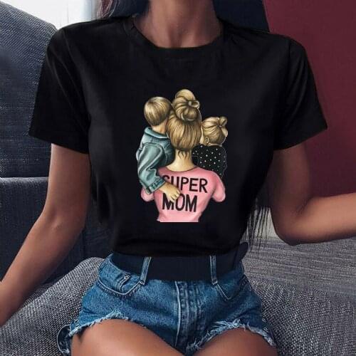 ZOGANKIN Women Cartoon Super Mom Life Boy Girl Summer Print Lady T-shirts Tops T Shirt Ladies Womens Graphic Female Tee
