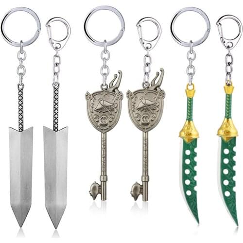 1 Pcs Cute Japan Anime The Seven Deadly Sins Keychains Meliodas LostBane Sword Metal Pendant Keyrings Cosplay Figure Toys Gifts