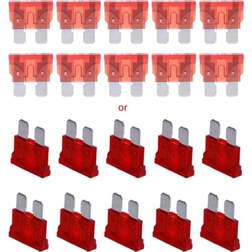 New 10Pcs Blade Fuses Standard 10AMP Red 10A Flat Fuse Car Motorcycle Bike Van Auto