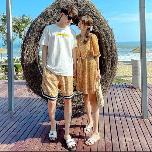2120# New beach holiday style matching dress couples clothes couples clothing