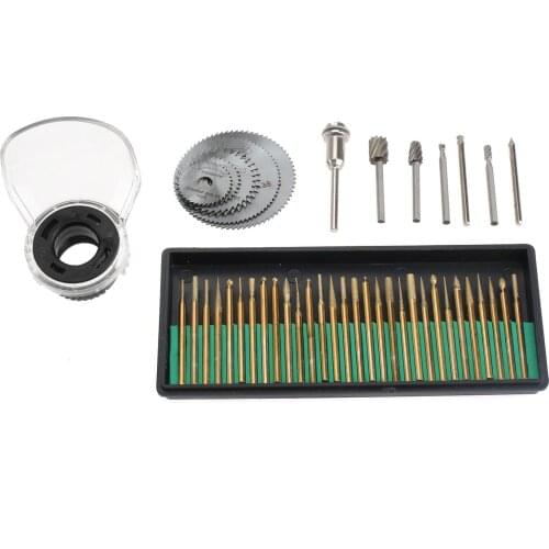 Rotary Tool Attachment Dremel Accessories Set Diamond Burr Bit Drill+Routing Bit+Protective Cover+Saw Blade+3.17mm Mandrel 44pcs