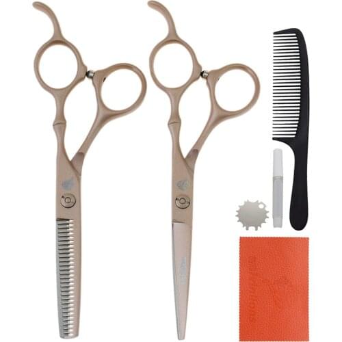 5.5" Barber Rose Gold Haircut Barber Razor Shears Japanese Hair Cutting Scissors Hairdresser Supplies Salon De Coiffure Sale