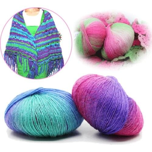 50g/ball Fancy Rainbow Yarn Worsted Section-dyed for Knitting Chunky Hand-Woven Colorful Knitting Scores Wool Crochet Thread