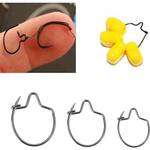50 Pcs 3 Sizes Maggot Clips Anti Carp Fishing Hair Rigs for Baits Ring Terminal Carp Tackle Fishing Tools